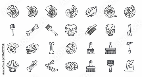 Collection of various fossil icons.