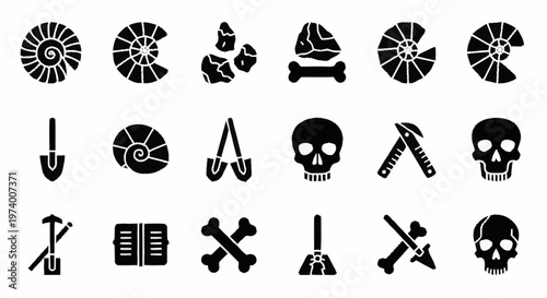 Black icons of pirate weapons tools.