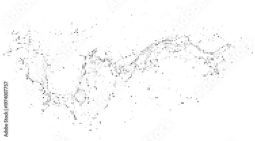 Stippled horizontal liquid wave with halftone effect on transparent background creating organic flow for website header art.