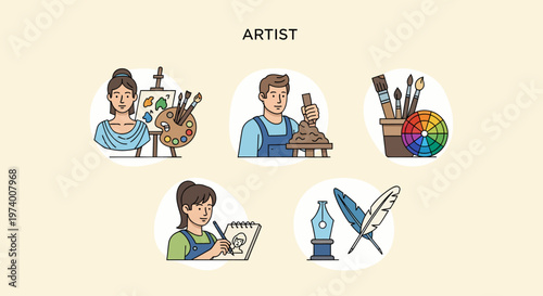 Illustration of an artist at work.