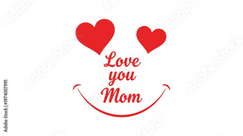 Loving Mom's Smile Hearts Greeting Card Design for Mother's Day Celebration and Family Love