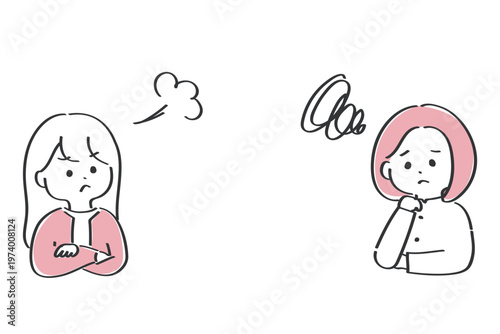 不満を抱える女性たち｜シンプルで使いやすい挿絵イラスト