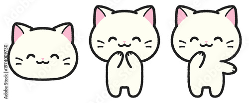 笑顔の猫のイラストセット