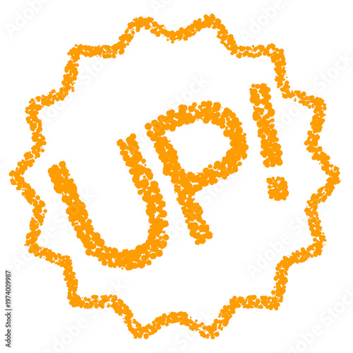 クレヨン素材　手描きのスタンプ風文字　UP!