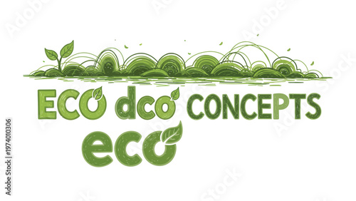 Eco Concepts Illustration: Conceptual illustration highlighting eco-friendly initiatives, environmental consciousness, and sustainable practices.