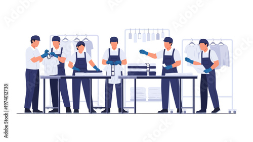 Precision in Apparel Care: A dedicated team meticulously manages garments, ensuring each item receives expert treatment for an impeccable finish. 