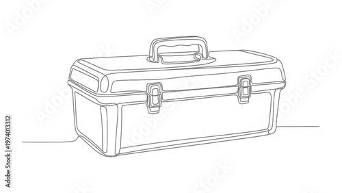 Toolbox Contour: A minimalist line drawing presents a toolbox, showcasing its utilitarian design and the essence of craftsmanship.