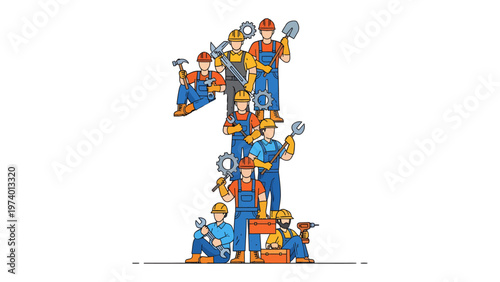 Number One Workforce: A collaborative illustration showcases a dedicated workforce forming the shape of the number '1', signifying unity and the power of collective effort.
