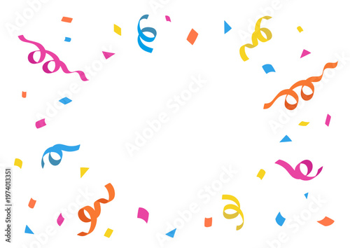 紙吹雪の背景イラスト　バナー　パーティ素材　クラッカー　シンプル　カラフル　お祝い