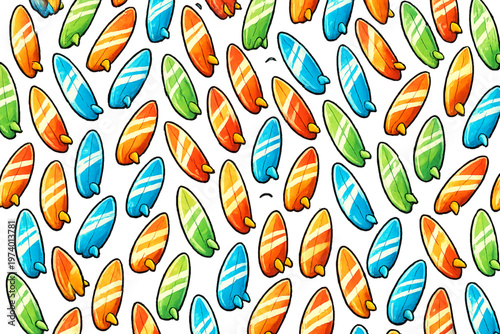 Canvas Print colorful surfboard pattern, surfboard vector pattern, tropical surf design, beac