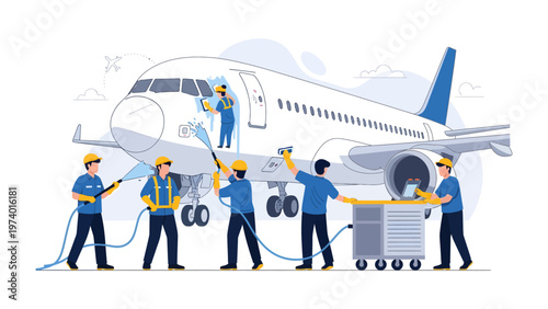 Aircraft Maintenance Crew: A dedicated team of aviation professionals diligently maintain and service an aircraft, ensuring it is in optimal condition for safe operation.