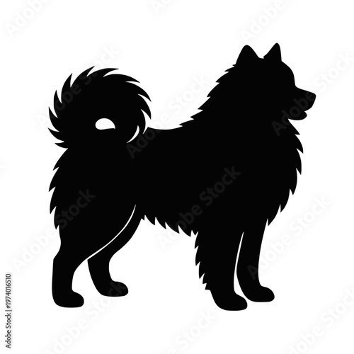Samoyed dog standing side view silhouette vector illustration