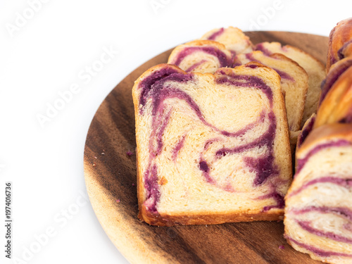 slice of brioche bread with sweet purple potato 