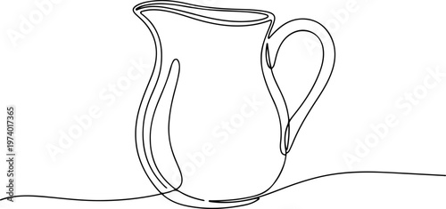 Continuous one line of a milk jug, symbolizing a warm drink, style hand drawing vector illustration.