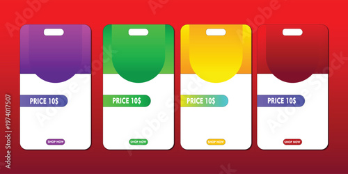 Colorful Pricing Plan Cards UI Template with Modern Gradient Design and Subscription Labels