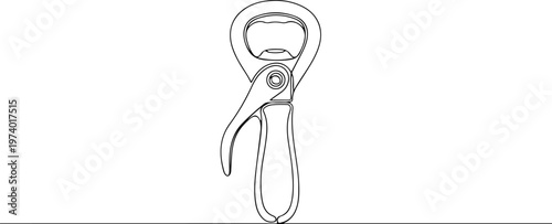 Continuous one line of a bottle opener, symbol of convenience and practicality, style hand drawing vector illustration.