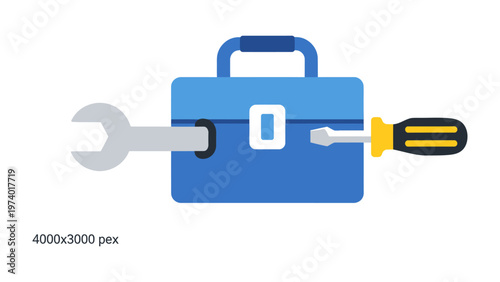 Tools of the Trade: A toolbox symbolizing essential gear for construction, repair, and projects, containing a wrench and screwdriver.