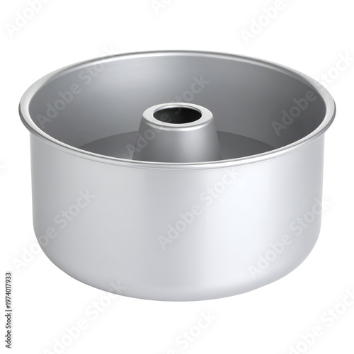 Empty metal angel food cake pan or tube pan for baking cakes and desserts, isolated on a transparent background. Transparent Background