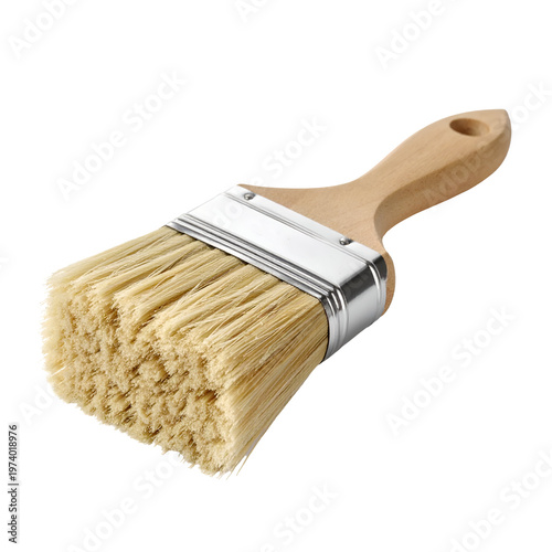 Clean Paint Brush with Natural Bristles and Wooden Handle, Professional Painting Tool for DIY, Art, and Home Renovation Projects, Transparent Background