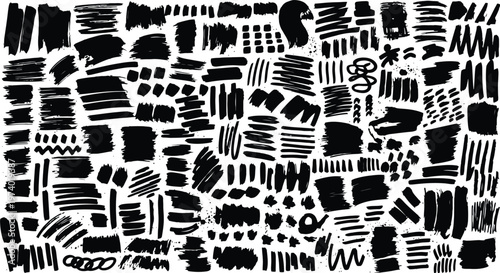 Abstract black and white brushstrokes a chaotic composition of textural marks and lines