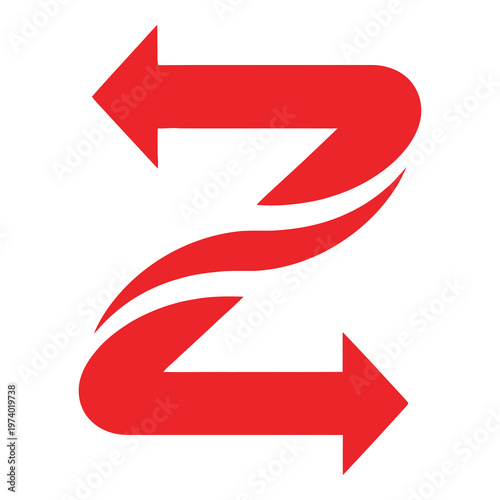 Red arrows pointing in opposite directions in a circular motion symbol icon