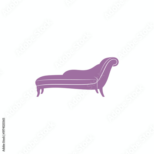 Chaise Lounge Icon with Curved Backrest and Purple Design Classic Relaxation Furniture