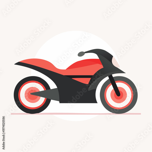 Red and black sport motorcycle illustration with white background