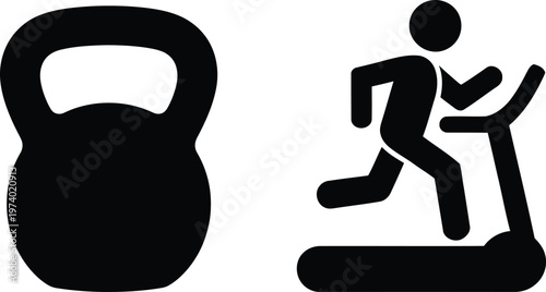 Athlete using kettlebell and treadmill for exercise routine