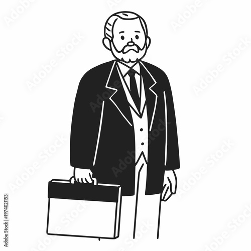 Old businessman isolated on white