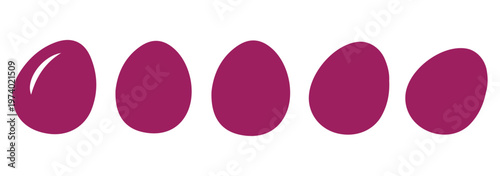 Set of silhouettes of dyed eggs. Easter eggs. Isolated vector images. Transparent background.