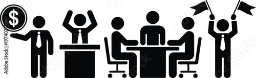 Business success journey from investment to celebration