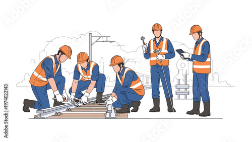 Workers in Action: A team of diligent workers meticulously collaborate on a construction project, showcasing the precision and expertise involved in the building process.