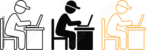 Depiction of remote work setup with different visual styles for each person