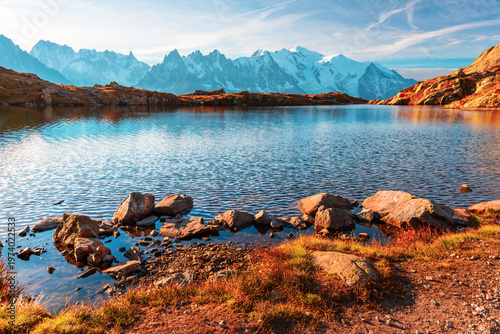 Billede på lærred PAISAJE BOSQUE Y LAGO
