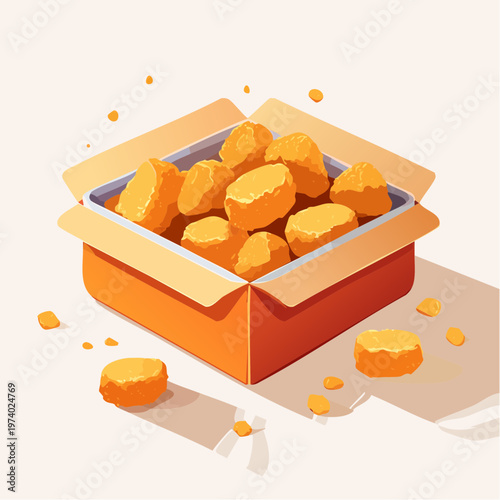 A box of delicious golden brown chicken nuggets, ready to be enjoyed