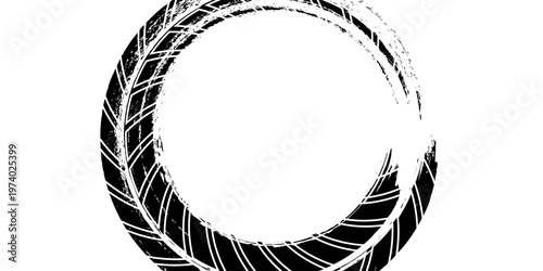 Grunge tire track, wheel braking marks. Truck, car or motorcycle tread pattern silhouette. Auto race, motorsport, speed racing design element.