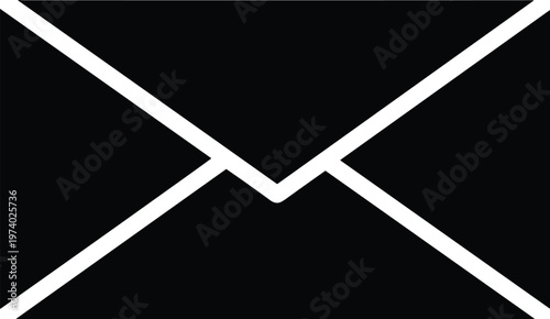 Black envelope mail icon flat vector illustration isolated on white background, email message symbol for contact us, newsletter, and communication.