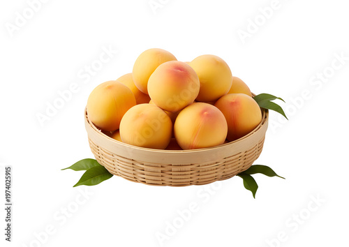 Fresh Peaches from the Farmers Market in a Recyclable Basket
