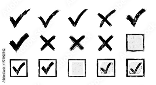 Checkmarks and checkboxes illustration.