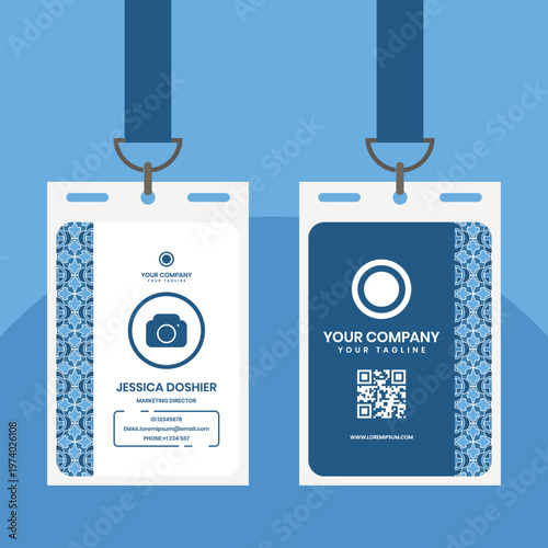 Corporate Employee ID Card Template with Lanyard