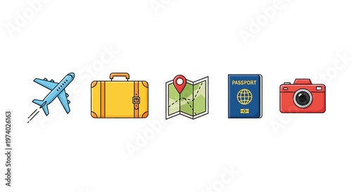 Travel essentials laid out for a journey