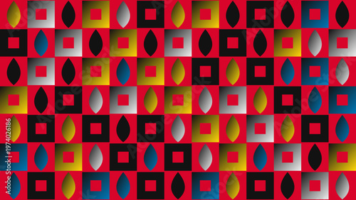 Geometric Harmony: A vibrant abstract composition where shapes and colors come together to create a rhythmic, visually stimulating pattern.