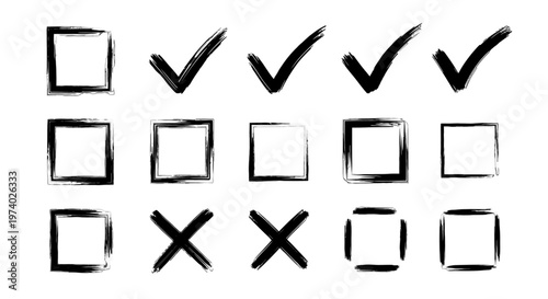 Hand drawn check boxes and ticks.