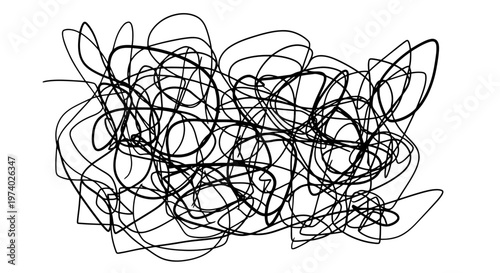 A complex black line art design.