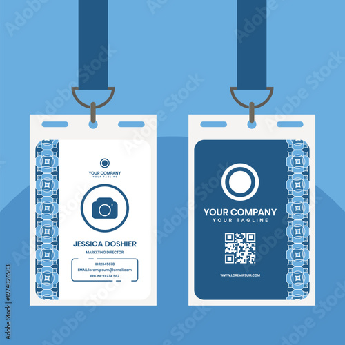 Corporate Employee ID Card Template with Lanyard
