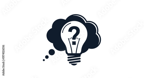 A lightbulb with a question mark inside.