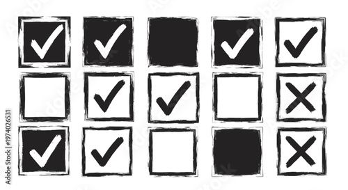 Hand drawn checkmark and checkbox illustrations.