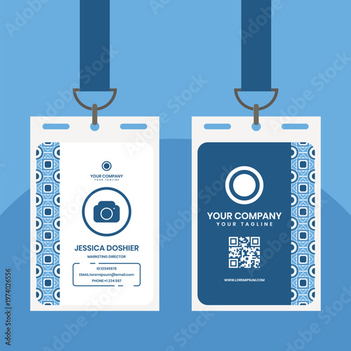 Corporate Employee ID Card Template with Lanyard