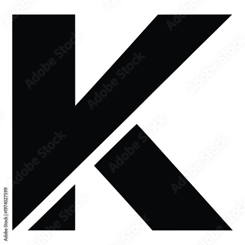 Free Download Large black letter K made of geometric shapes and lines icon - GFXLoad