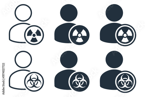 Human with Radioactive Icon. Radiation Exposure Warning and Nuclear Hazard Sign. Vector Illustration